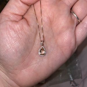 14k Rose Gold Morganite Pear Shape Necklace
